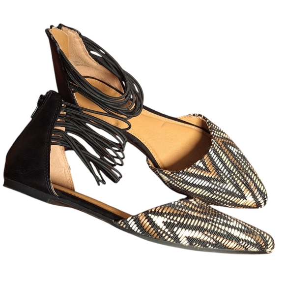 Rampage Y2K Pointy Toe Flats Back Zip Ankle Accents Ladies 7M Whimsical Coguette - Picture 1 of 6